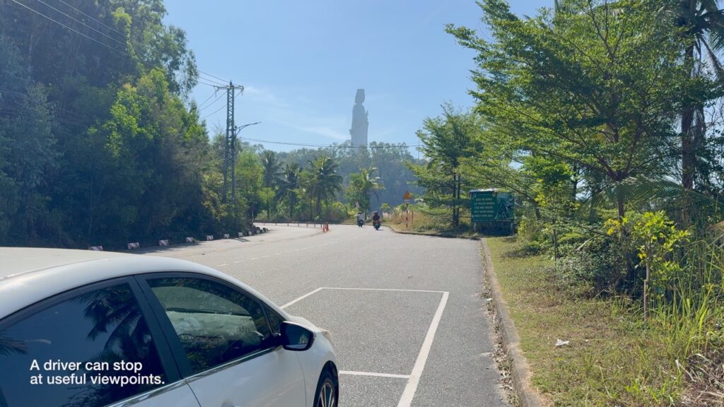 Chartered car stopped at a viewpoint on Son Tra Peninsula